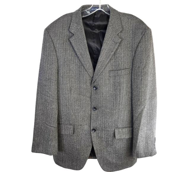 Stafford Mens Blazer 40 R 40 Regular Gray Sport Coat Tweed Suit Jacket 3 Buttons - Picture 1 of 8